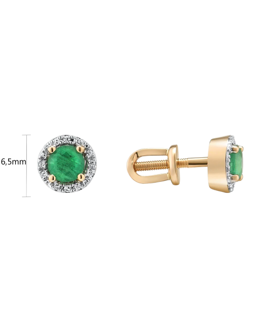 Gold earrings with emeralds and diamonds