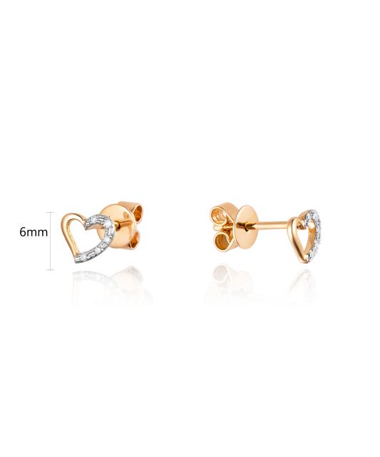 Gold earrings with diamonds "Heart"