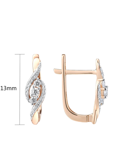 Gold earrings with diamonds