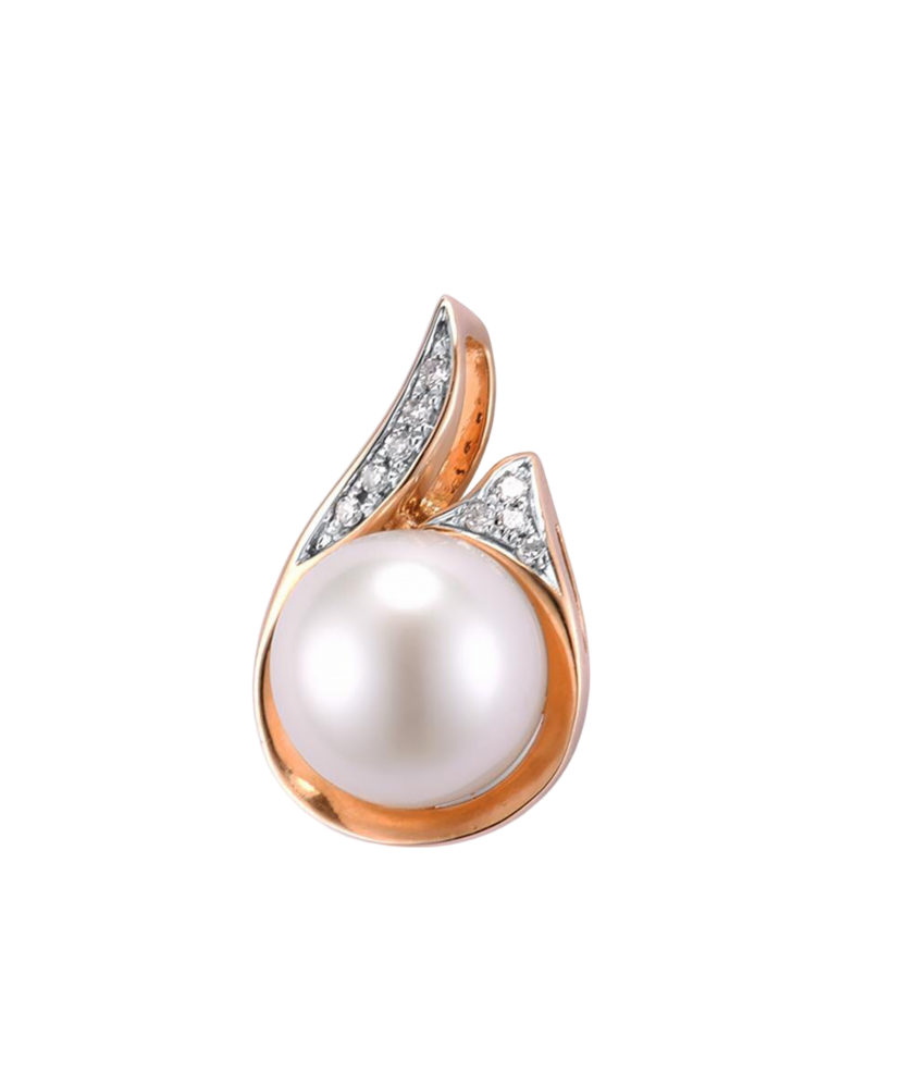 Kultainen riipus helmelläja timantteja