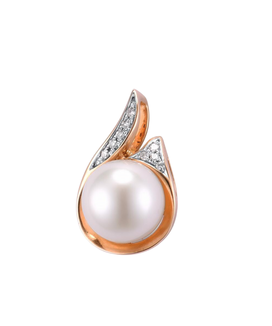 Kultainen riipus helmelläja timantteja