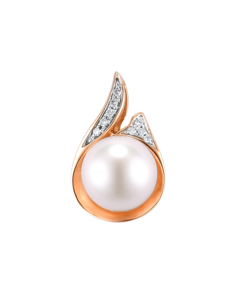 Gold pendant with diamonds and pearls