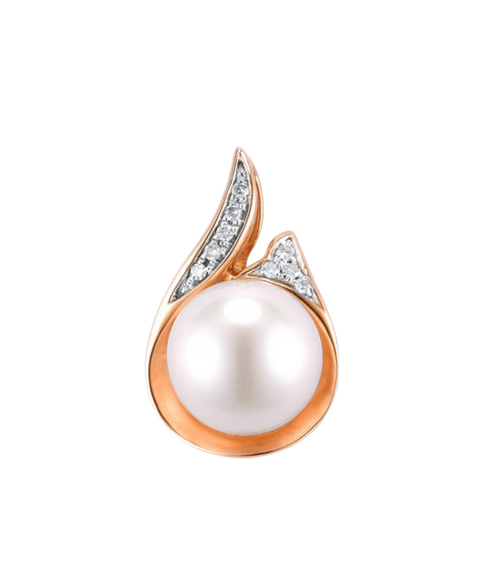 Gold pendant with diamonds and pearls