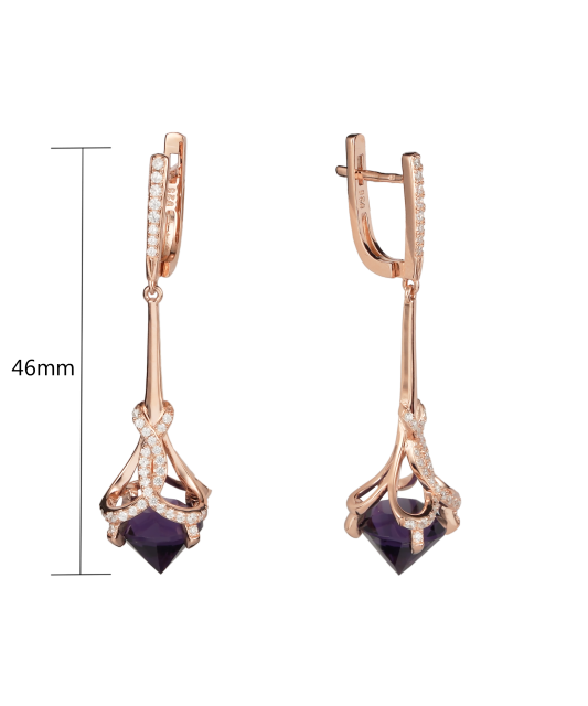 Gilded sterling silver earrings with zircons