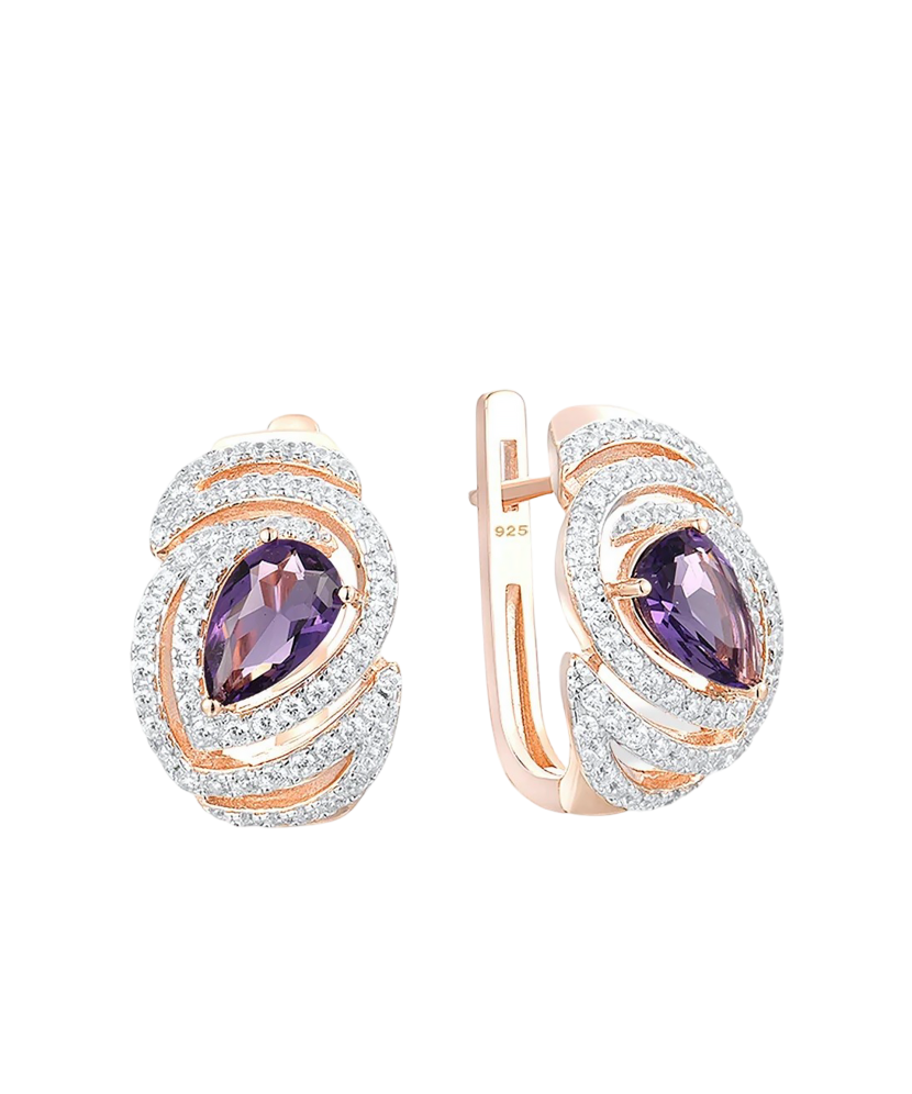 Gilded sterling silver earrings with zircons