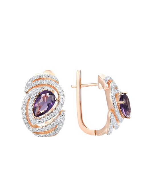 Gilded sterling silver earrings with zircons