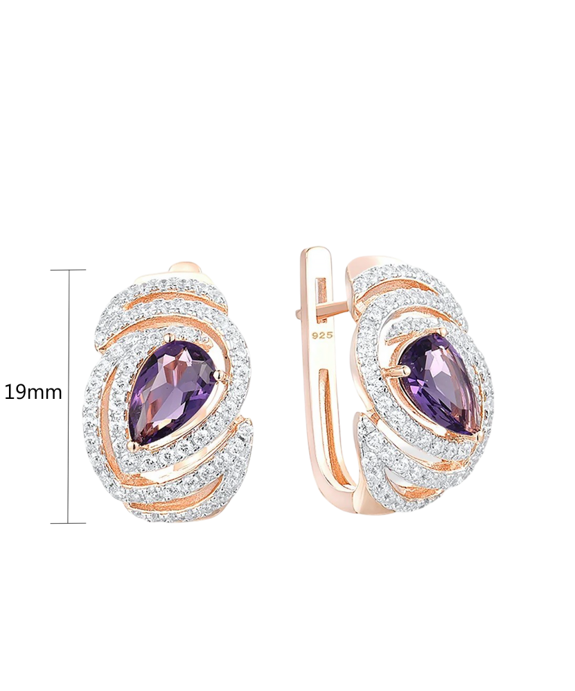 Gilded sterling silver earrings with zircons