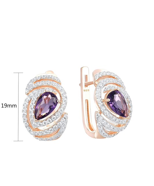 Gilded sterling silver earrings with zircons