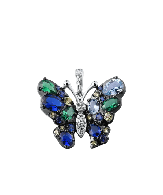 Sterling silver pendant with zircons "butterfly"