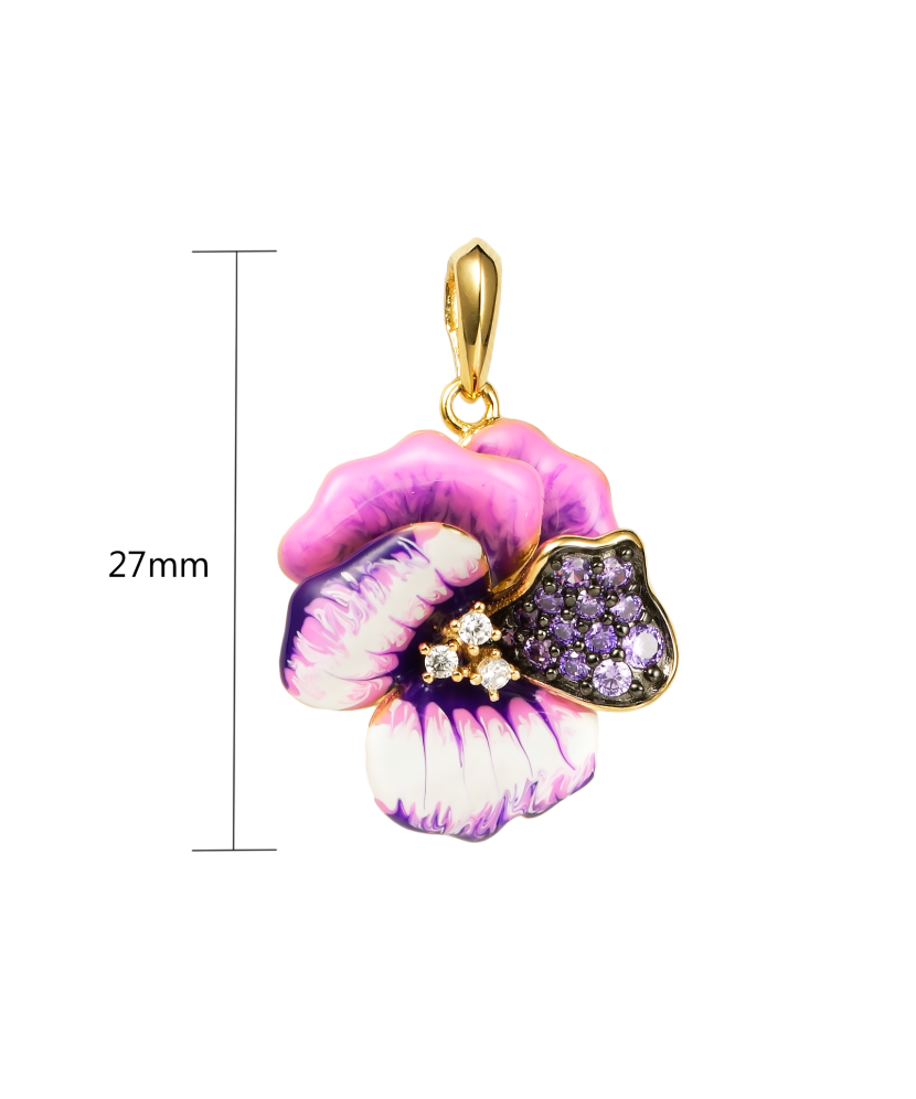 Gilded Sterling Silver pendant with enamel and zircons