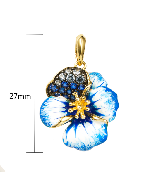 Gilded Sterling Silver pendant with enamel and zircons