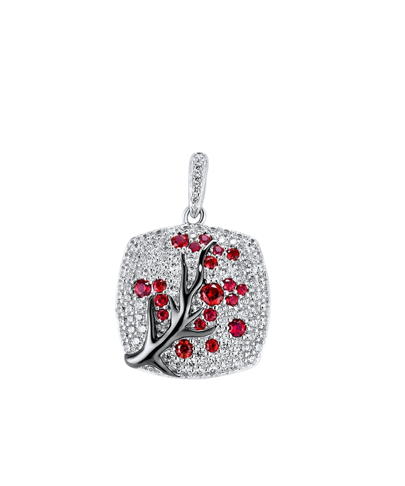 Sterling Silver pendant with nano rubies and zircons