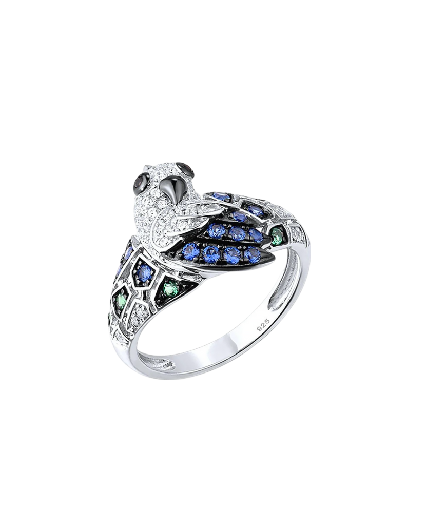 Sterling silver ring with zircons and spinels