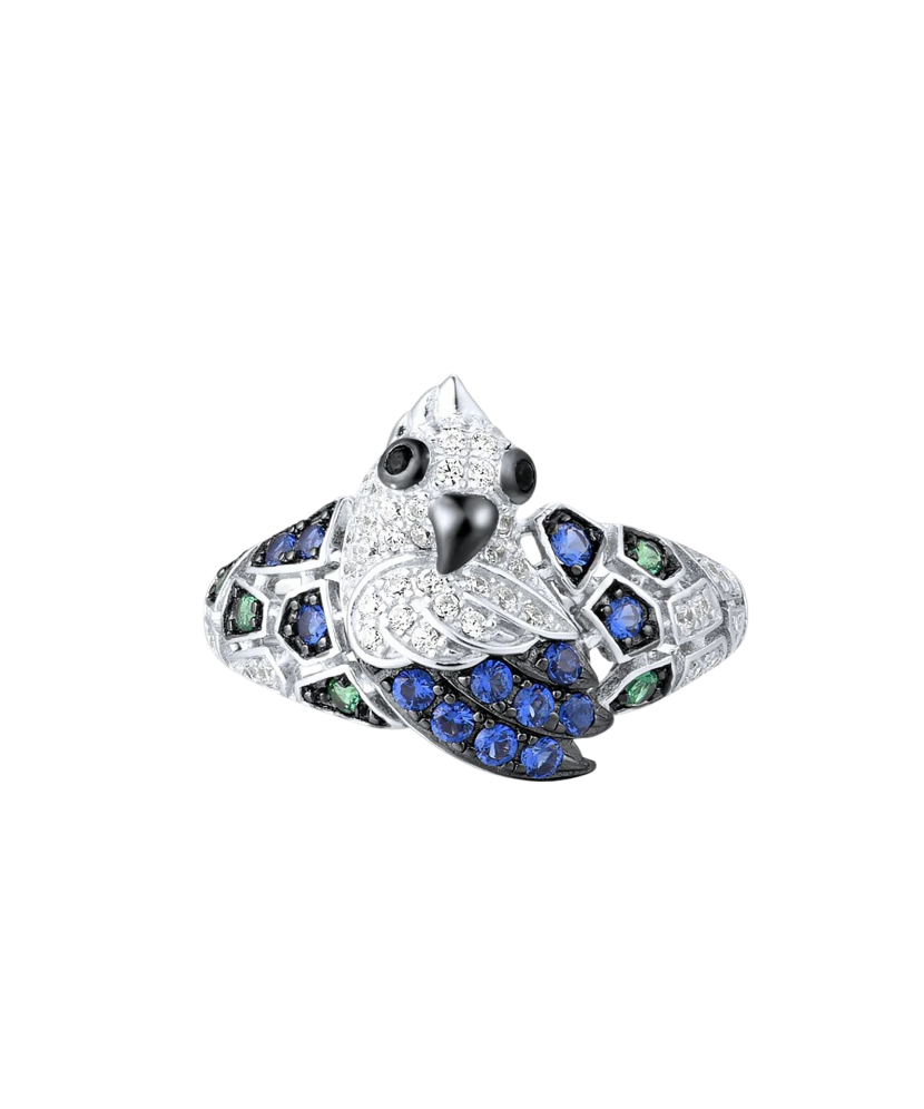 Sterling silver ring with zircons and spinels