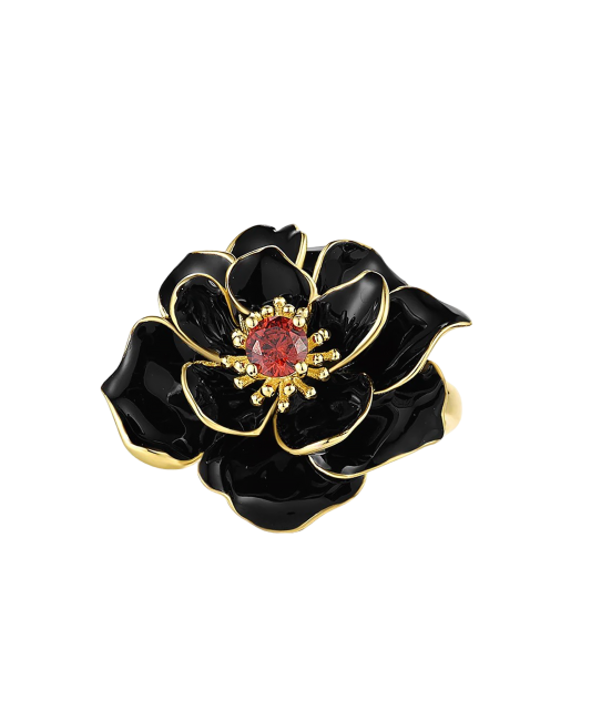 Gilded Sterling silver ring with zircons and enamel