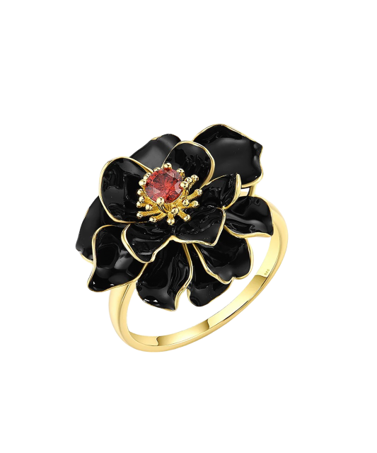 Gilded Sterling silver ring with zircons and enamel