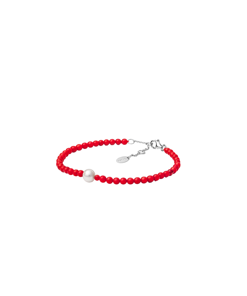 Bracelet with coral and pearl