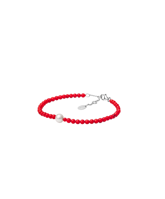 Bracelet with coral and pearl