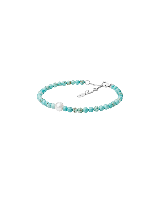 Bracelet with turquoise and pearl