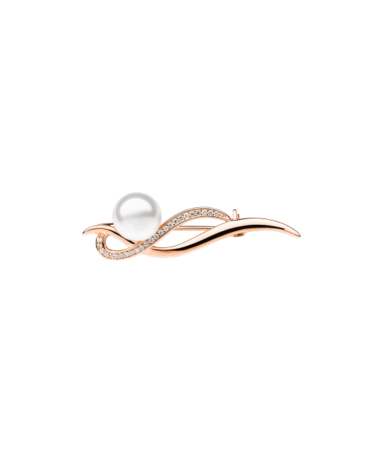 Gilded Sterling silver  brooch with pearl and zircons