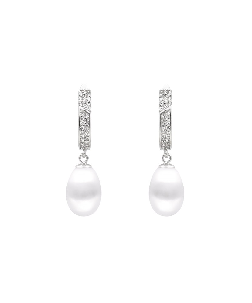 Sterling silver earrings with pearls and zircons