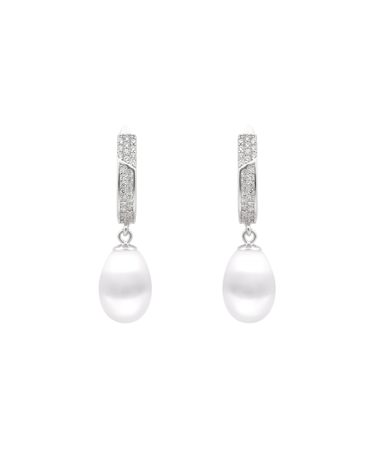 Sterling silver earrings with pearls and zircons