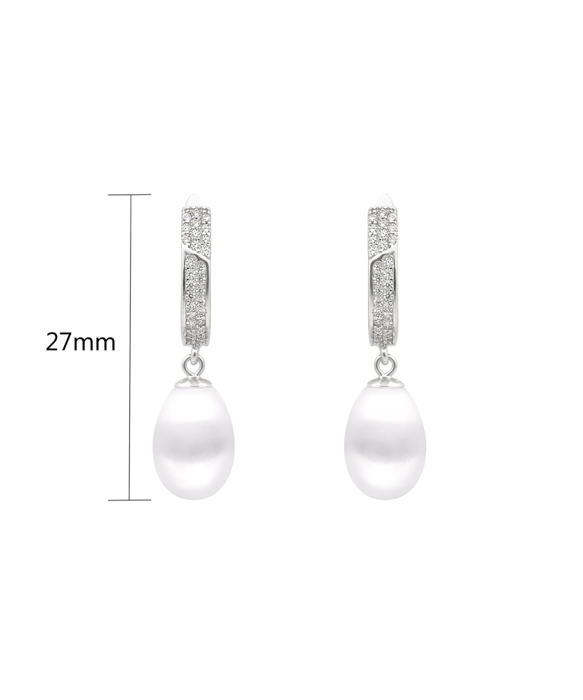 Sterling silver earrings with pearls and zircons