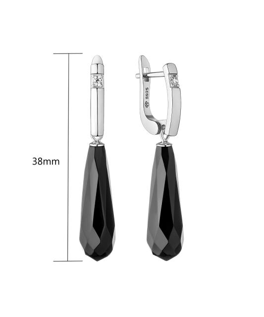 Sterling silver earrings with onyx and zircons