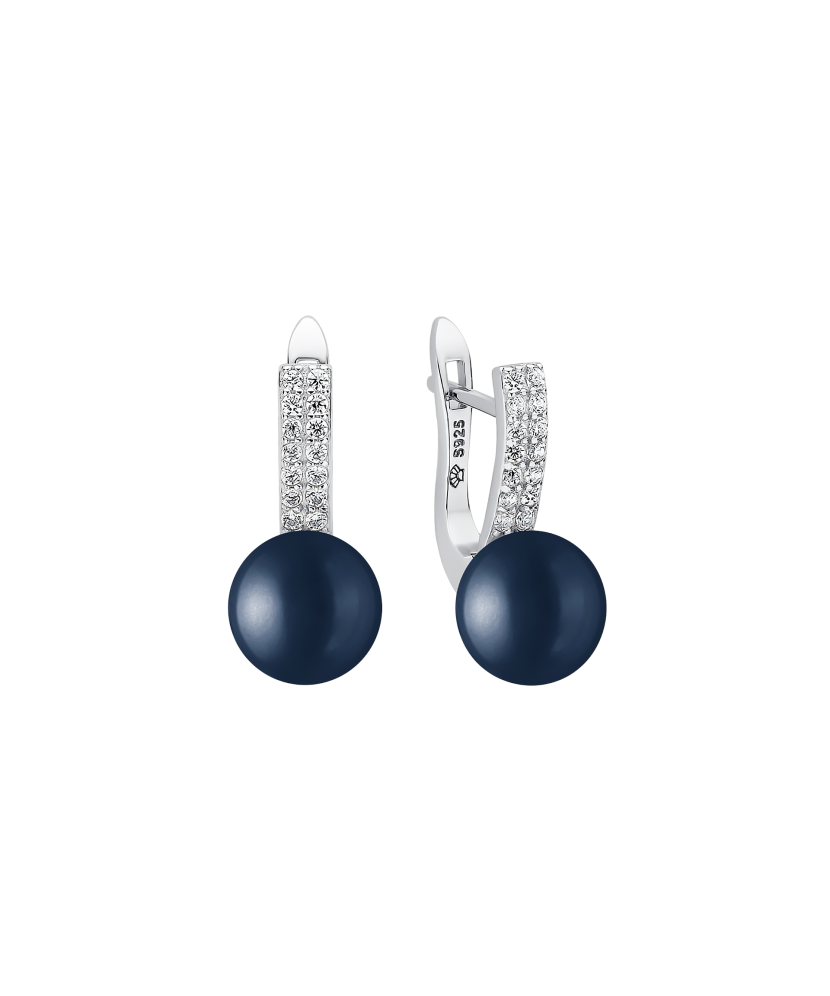 Sterling silver earrings with pearls and zircons