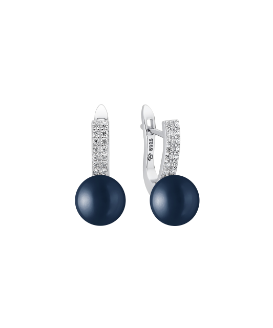 Sterling silver earrings with pearls and zircons