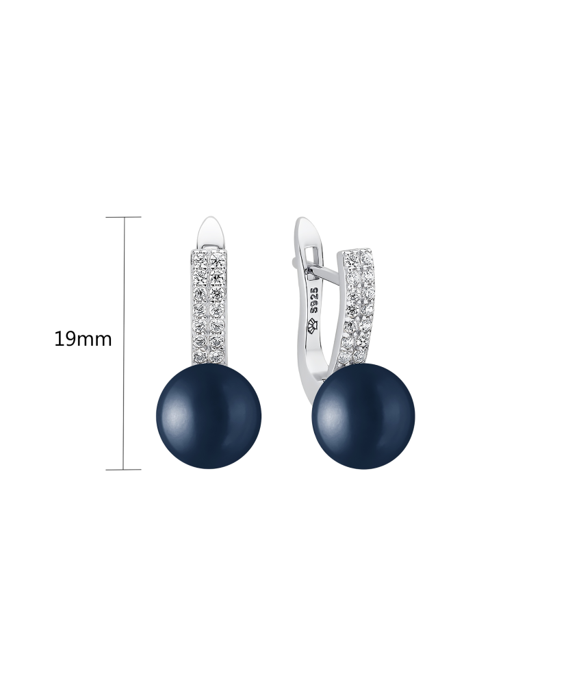Sterling silver earrings with pearls and zircons
