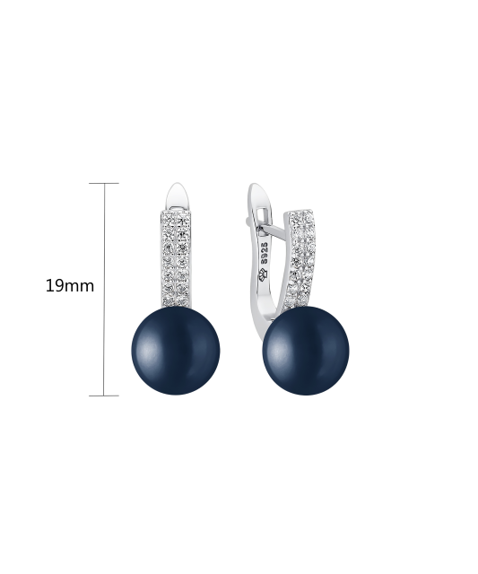 Sterling silver earrings with pearls and zircons