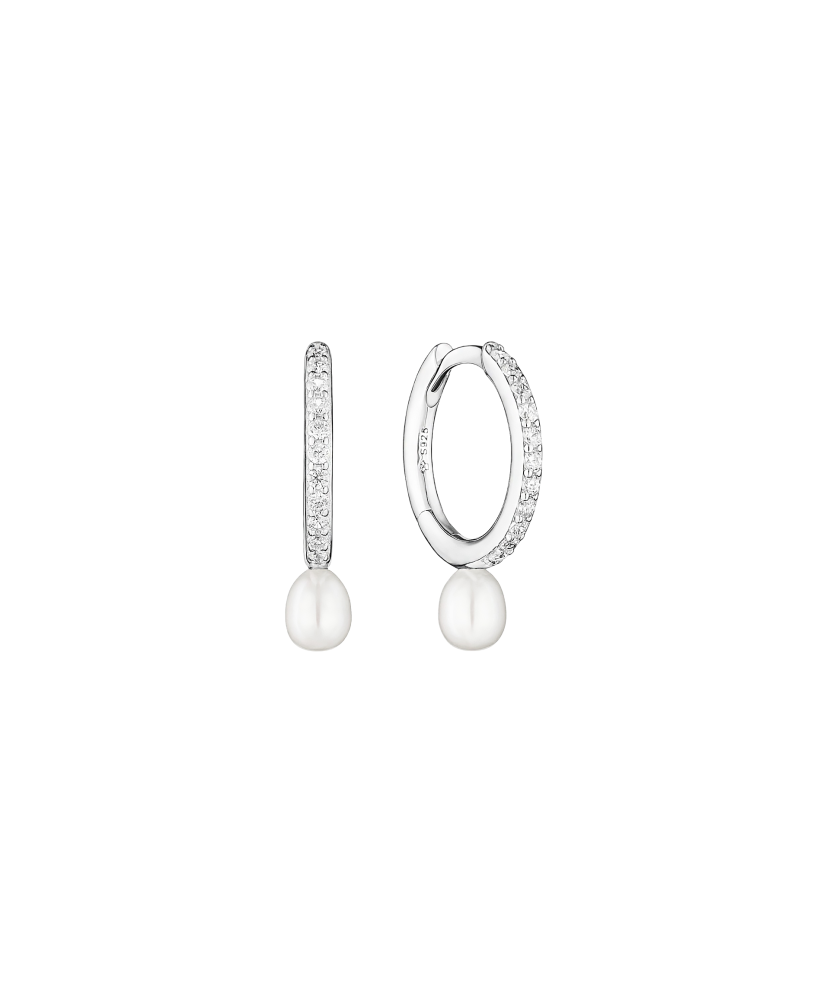 Sterling silver earrings with pearls and zircons