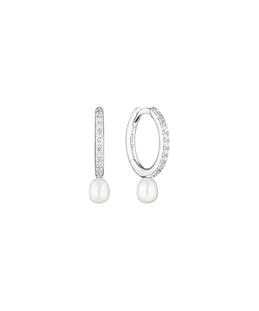 Sterling silver earrings with pearls and zircons