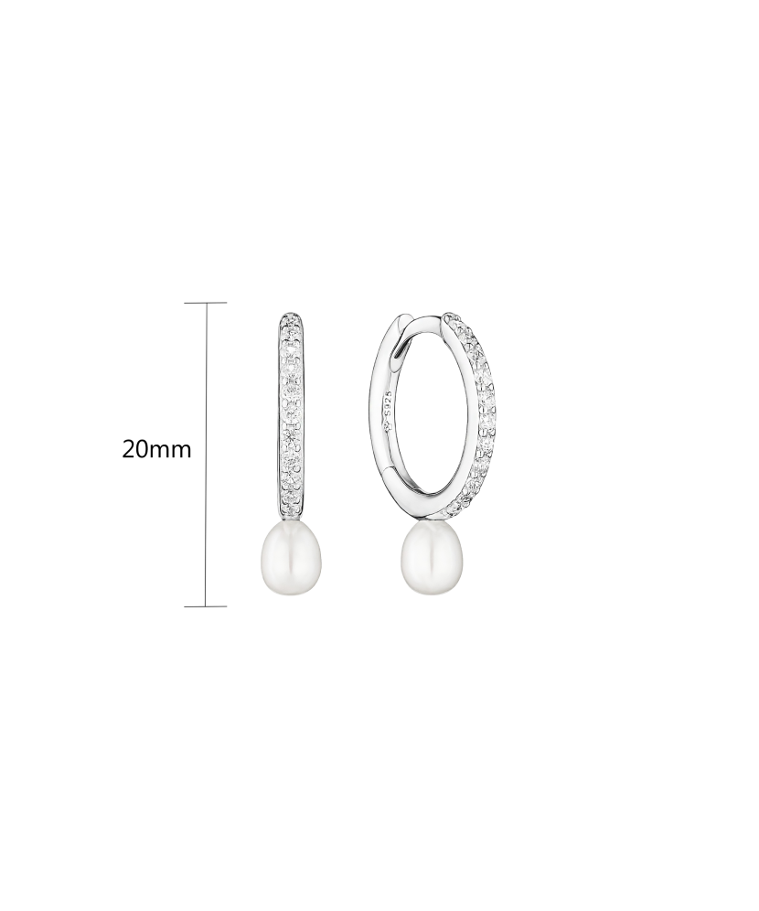 Sterling silver earrings with pearls and zircons