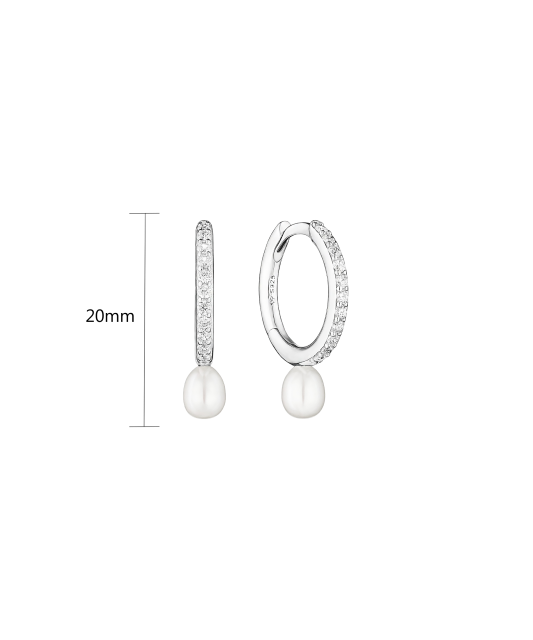 Sterling silver earrings with pearls and zircons