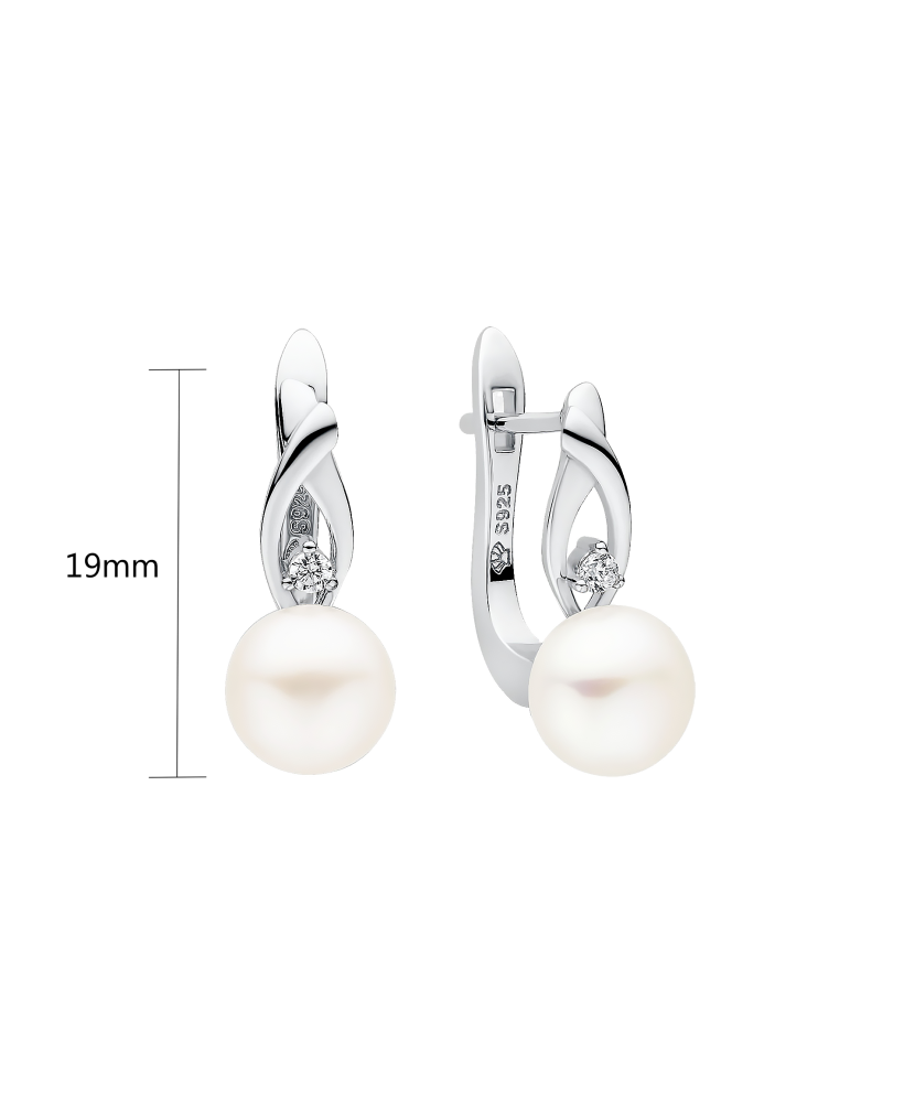 Sterling silver earrings with pearls and zircons