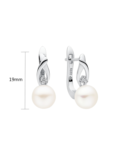 Sterling silver earrings with pearls and zircons