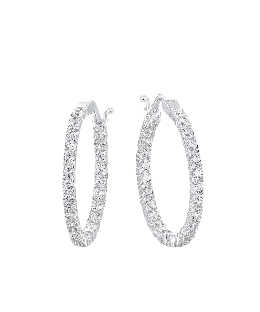 Hopeiset korvakorut zirkoneilla 25mm