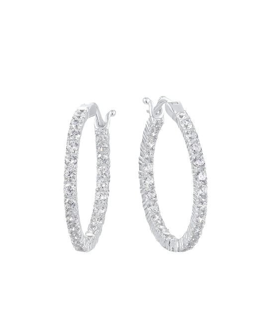 Sterling silver earrings with zircons 25mm