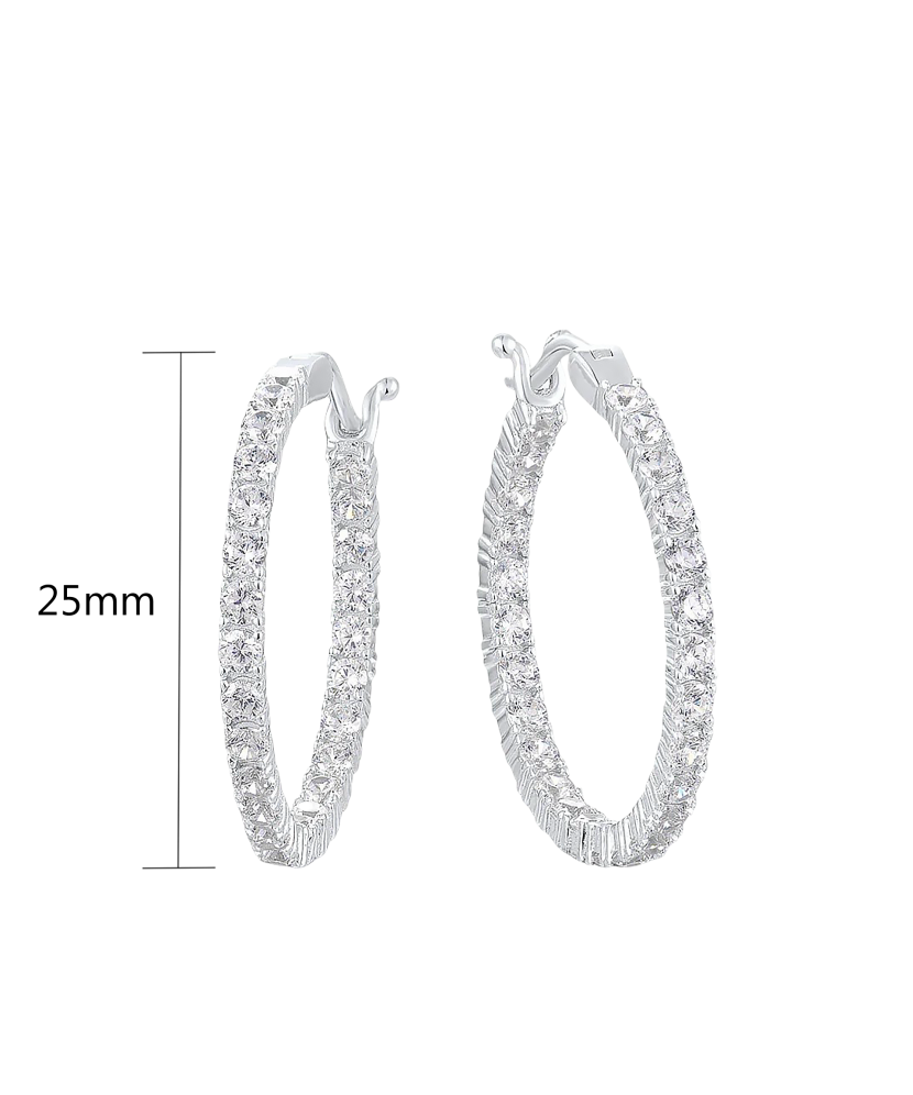 Hopeiset korvakorut zirkoneilla 25mm