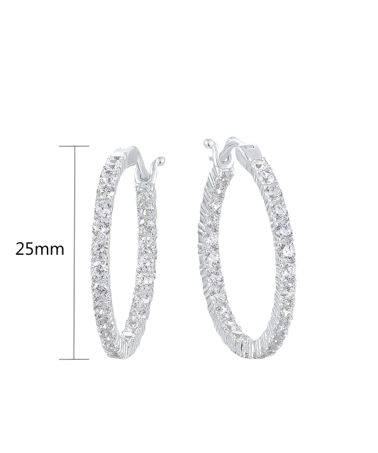 Sterling silver earrings with zircons 25mm