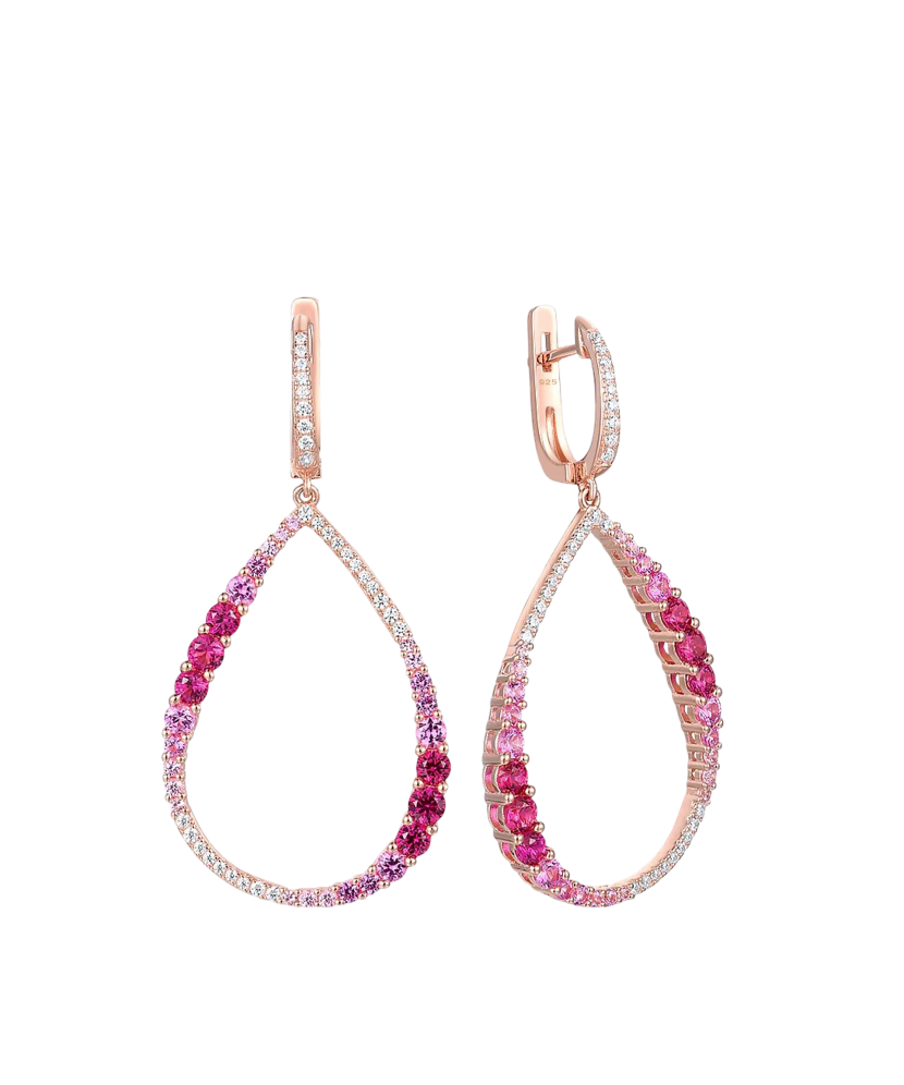 Gilded sterling silver earrings with zircons, nano sapphire and nano ruby