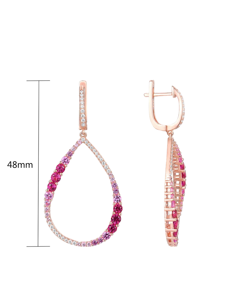 Gilded sterling silver earrings with zircons, nano sapphire and nano ruby