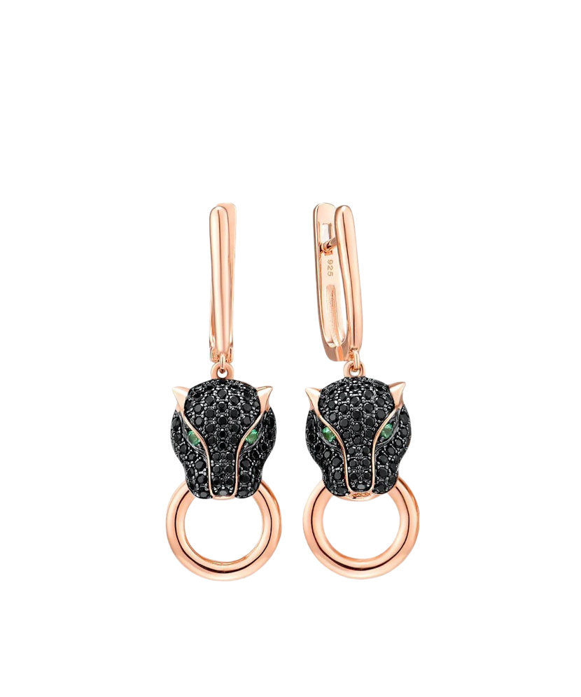 Gilded sterling silver earrings with spinels