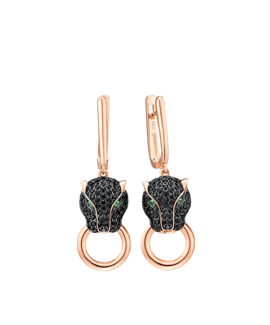 Gilded sterling silver earrings with spinels