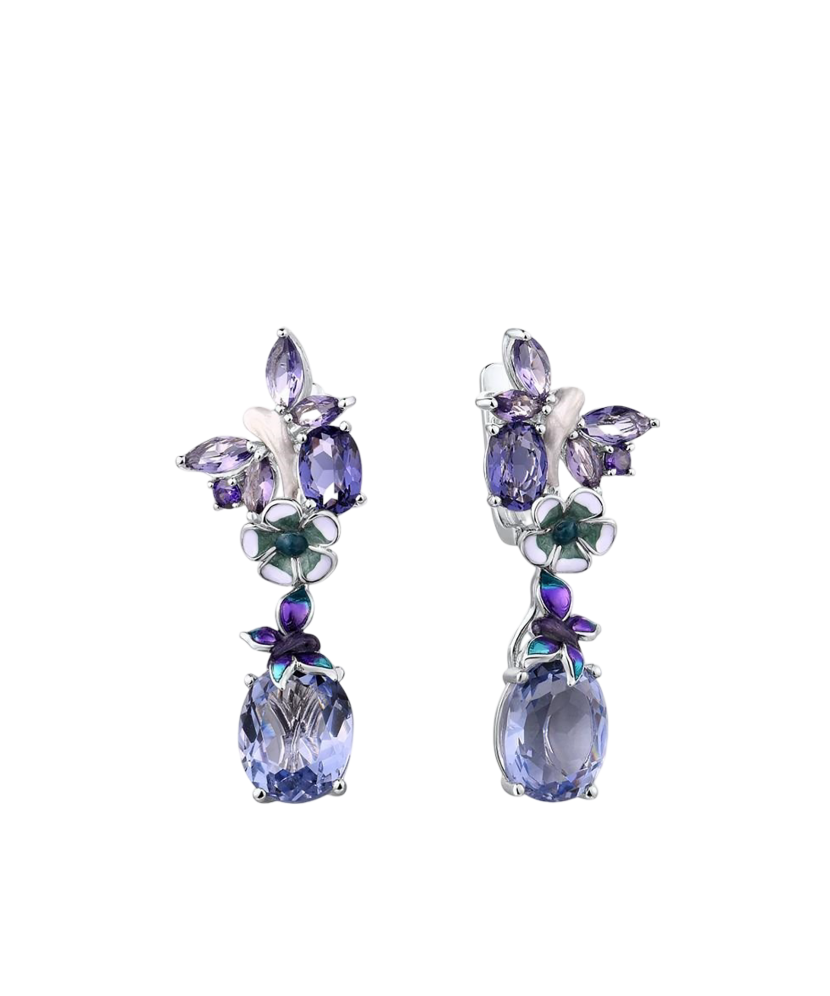 Sterling silver earrings with zircons and enamel
