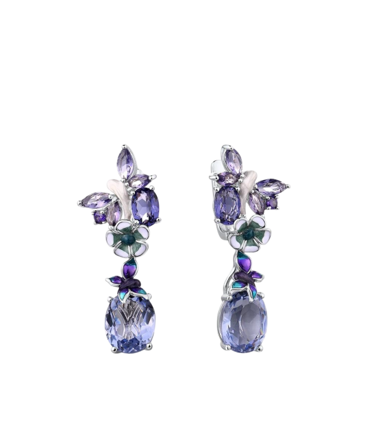 Sterling silver earrings with zircons and enamel