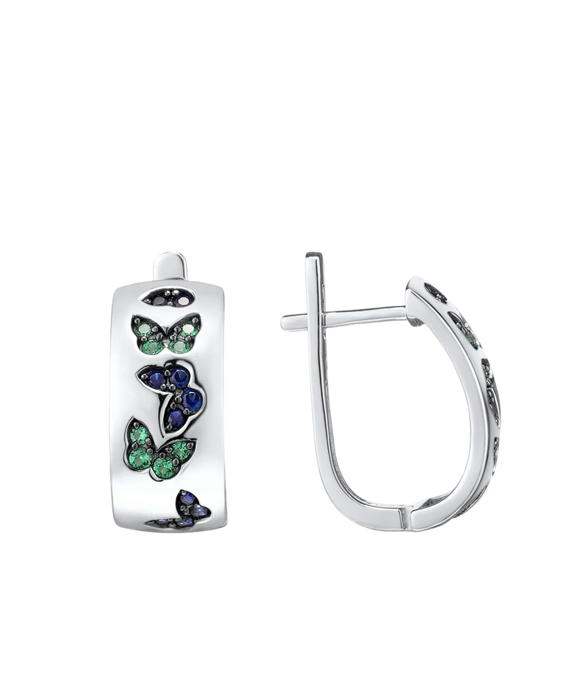 Sterling Silver earrings with spinels and nano saphir