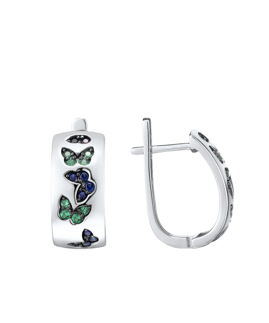 Sterling Silver earrings with spinels and nano saphir